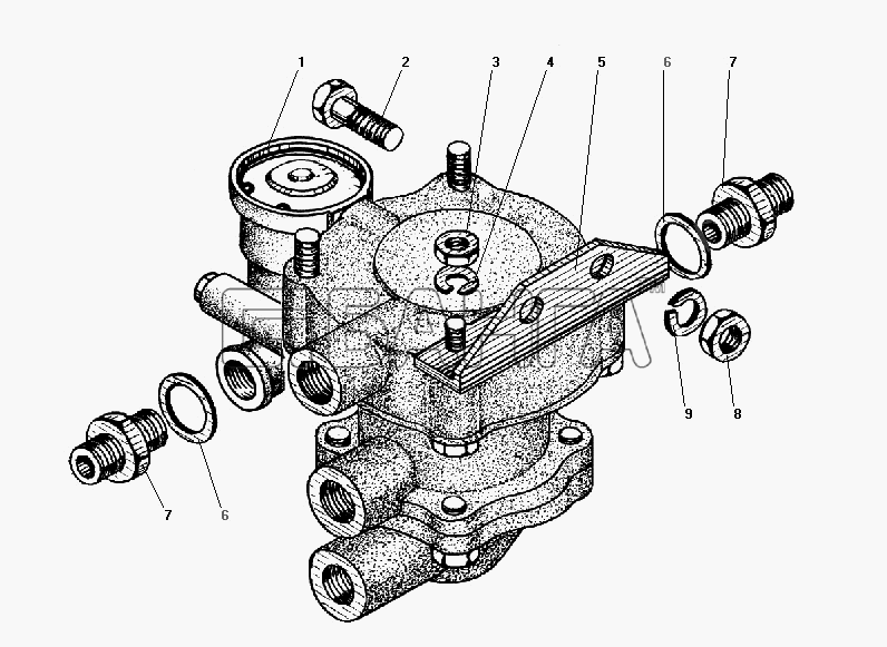УралАЗ УРАЛ-4320-31 Схема Установка клапана прицепа с клапаном