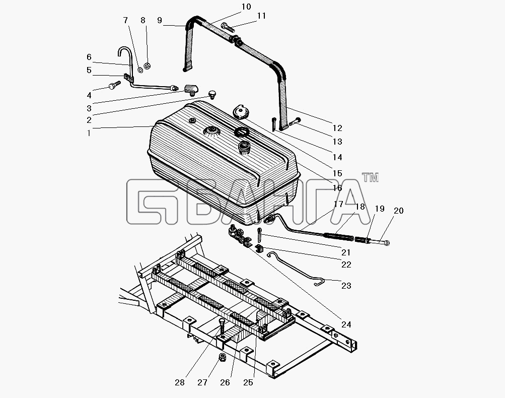 УралАЗ УРАЛ-4320-31 Схема Дополнительный топливный бак-46 banga.ua