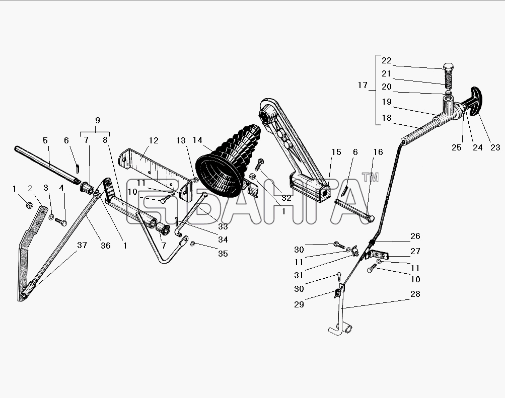 УралАЗ УРАЛ-4320-31 Схема Привод акселератора-48 banga.ua