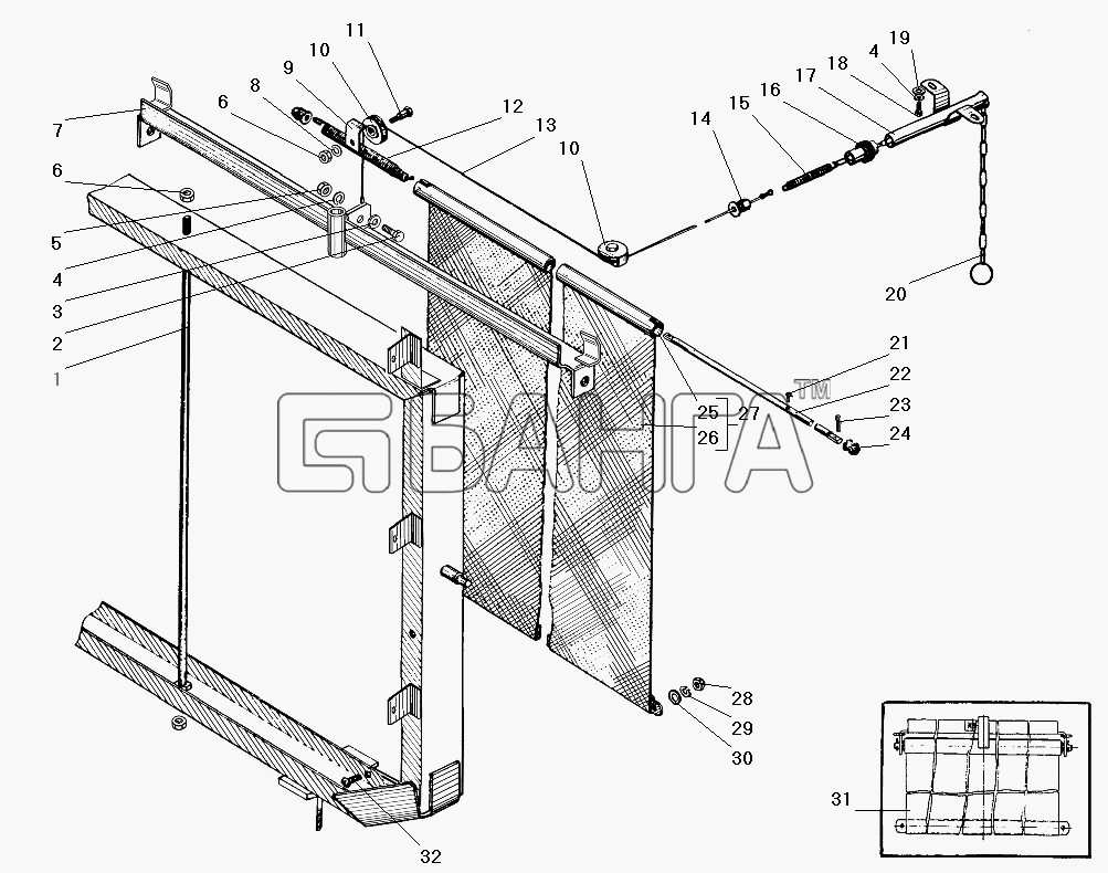 УралАЗ УРАЛ-4320-31 Схема Штора радиатора-57 banga.ua