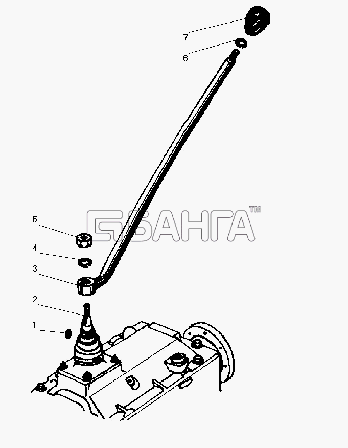 УралАЗ УРАЛ-4320-31 Схема Установка рычага переключения передач