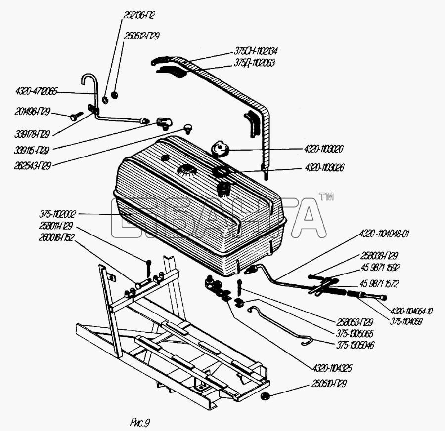 УралАЗ УРАЛ-4320-31 Схема Дополнительный топливный бак-38 banga.ua