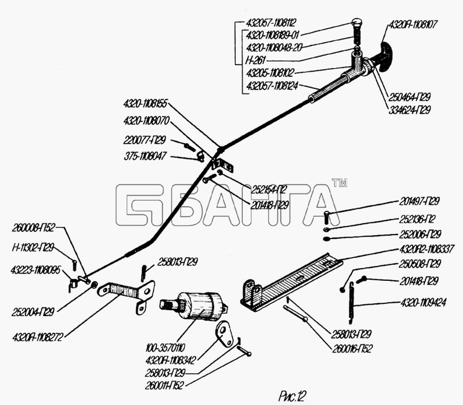 УралАЗ УРАЛ-4320-31 Схема Тяга ручного останова двигателя-41 banga.ua