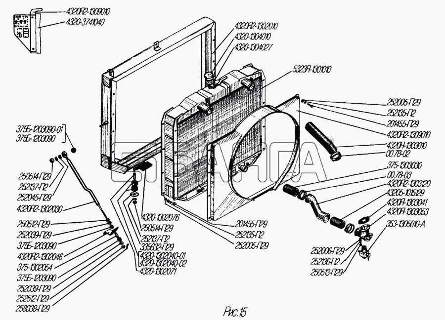 УралАЗ УРАЛ-4320-31 Схема Радиатор системы охлаждения-46 banga.ua