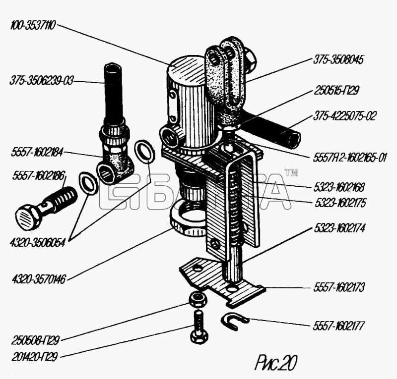 УралАЗ УРАЛ-4320-31 Схема Тяга с краном-53 banga.ua