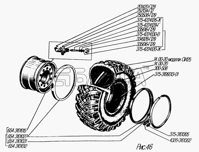 УралАЗ УРАЛ-4320-31 Схема Колесо и шина-88 banga.ua