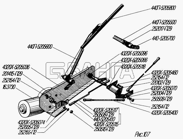 УралАЗ УРАЛ-4320-31 Схема Стеклоочиститель и его привод-7 banga.ua