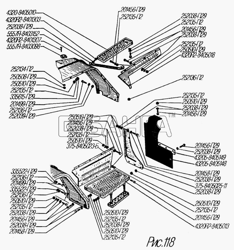 УралАЗ УРАЛ-4320-31 Схема Установка правой и левой подножек-22