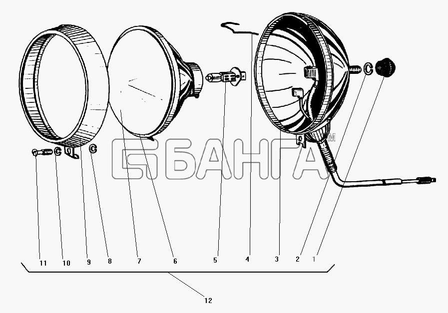 УралАЗ УРАЛ-43203-10 Схема Фара-прожектор-59 banga.ua