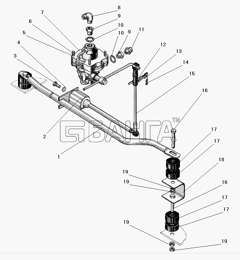 УралАЗ УРАЛ-43203-10 Схема Установка регулятора тормозных сил-76