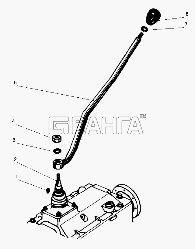 УралАЗ УРАЛ-43203-10 Схема Установка рычага переключения передач