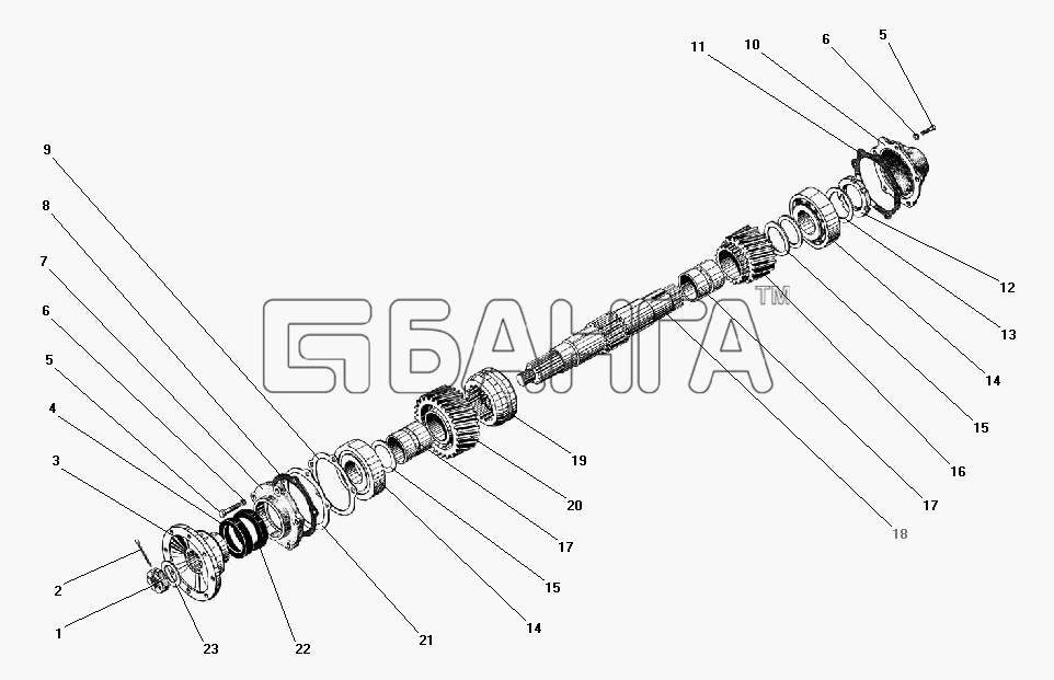 УралАЗ УРАЛ-43203-10 Схема Первичный вал раздаточной коробки-148