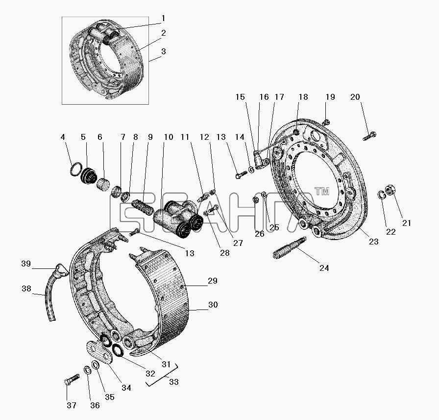 УралАЗ УРАЛ-4320-41 Схема Рабочий тормоз переднего и заднего banga.ua