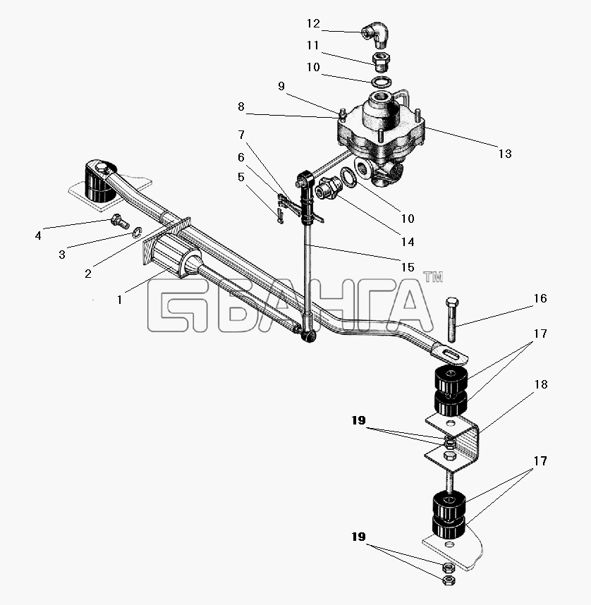 УралАЗ УРАЛ-4320-41 Схема Установка регулятора тормозных сил-142