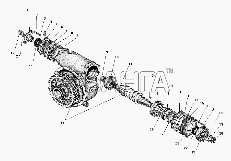 УралАЗ УРАЛ-4320-41 Схема Редуктор лебедки-176 banga.ua