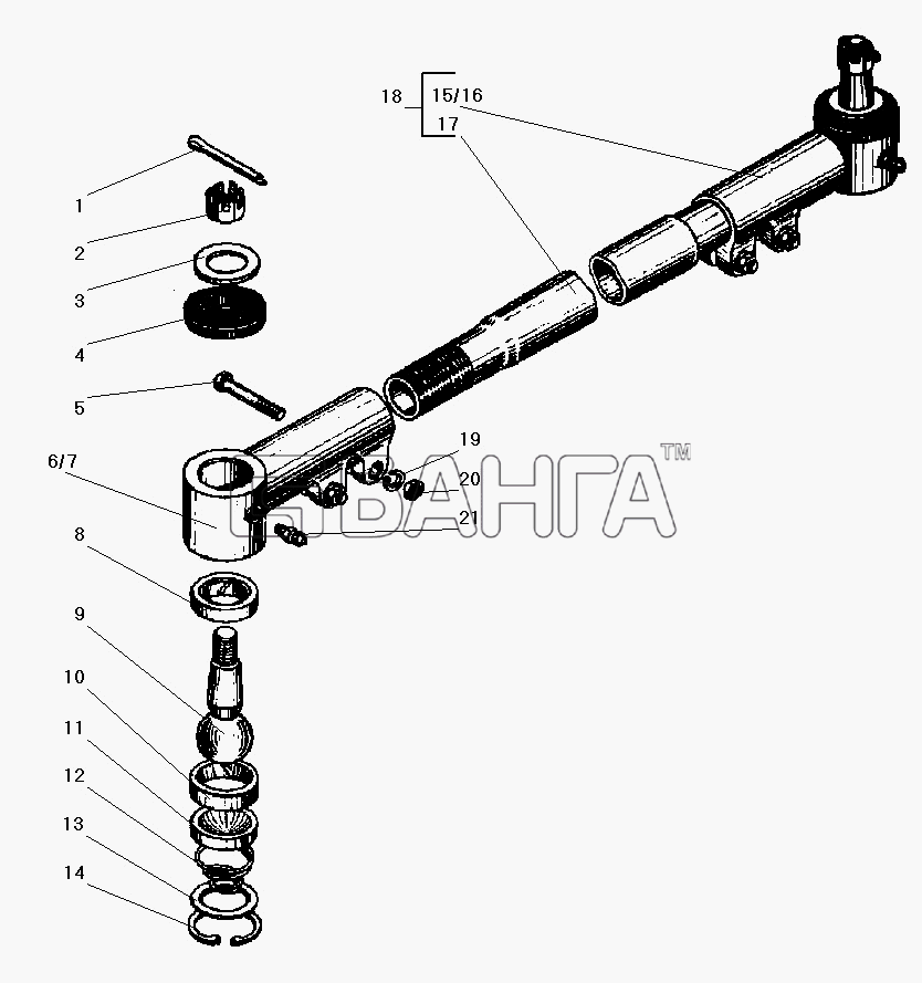 УралАЗ УРАЛ-43206-41 Схема Тяга рулевой трапеции-105 banga.ua