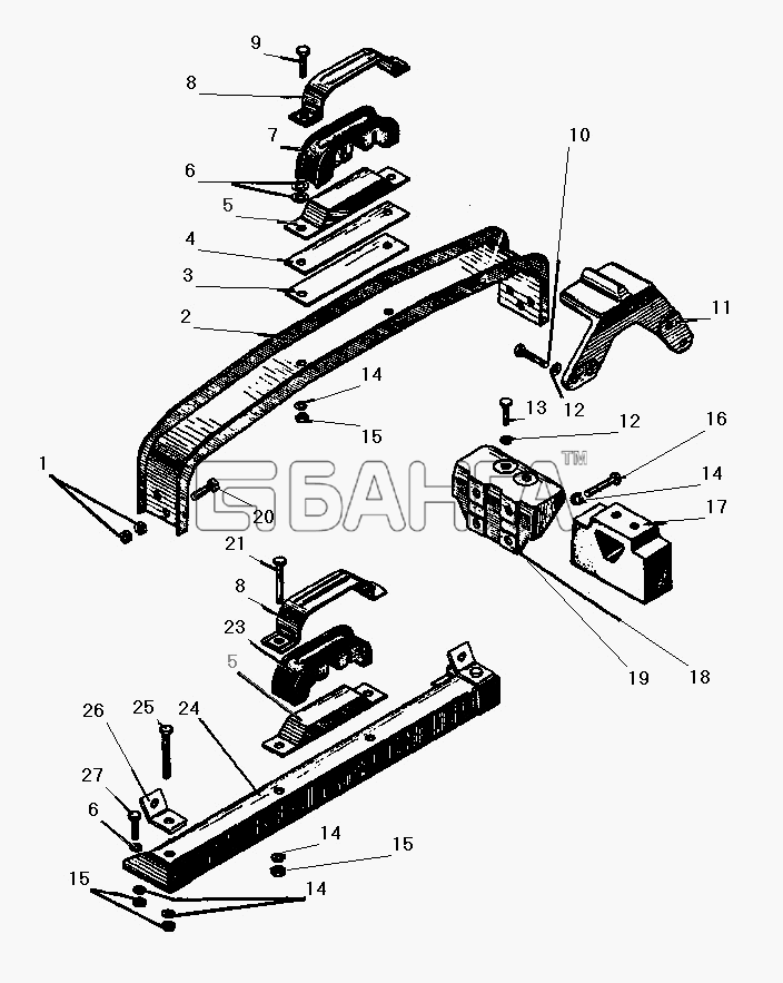 УралАЗ УРАЛ-43206-41 Схема Подвеска двигателя-29 banga.ua