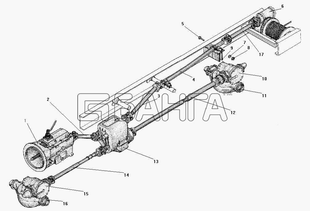УралАЗ УРАЛ-43206-41 Схема Карданная передача-63 banga.ua