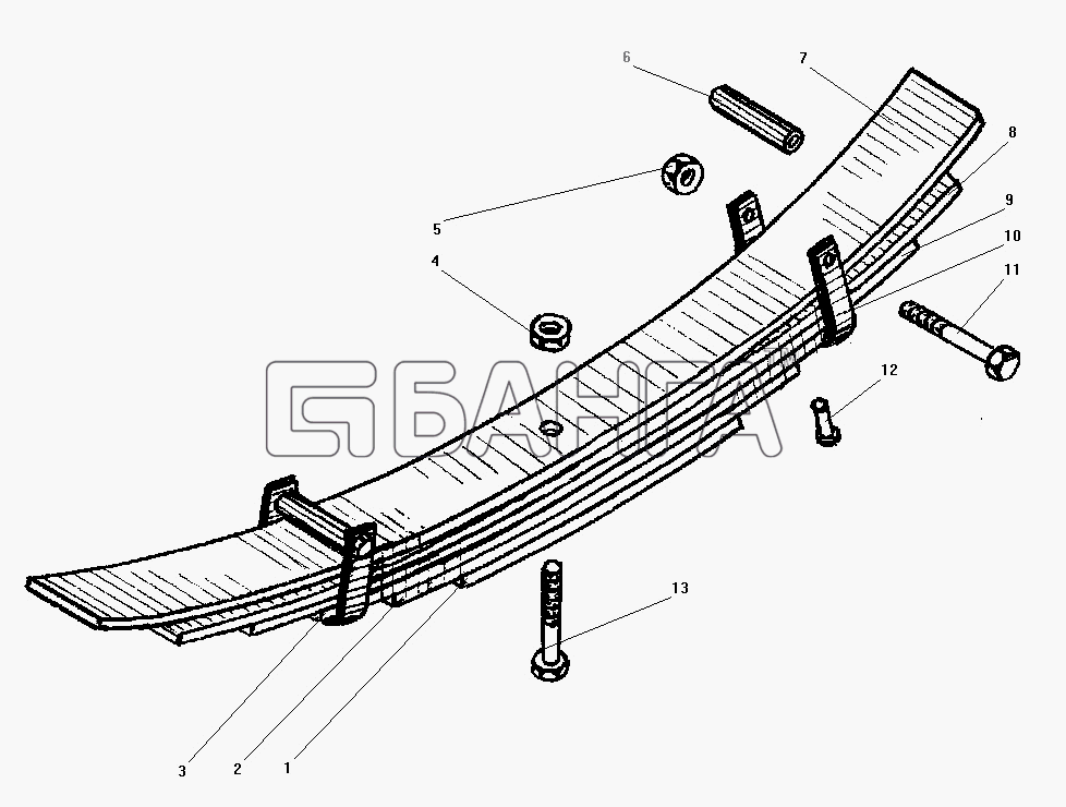 УралАЗ УРАЛ-43206-41 Схема Дополнительная рессора-87 banga.ua