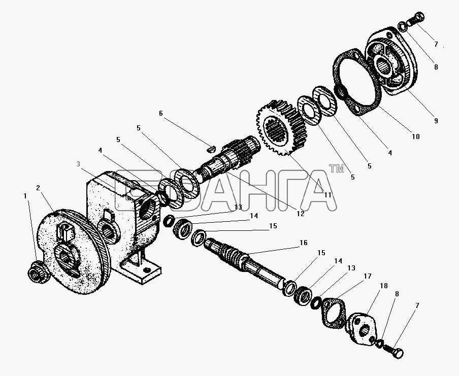 УралАЗ УРАЛ-43206-41 Схема Редуктор лебедки ДЗК.-95 banga.ua