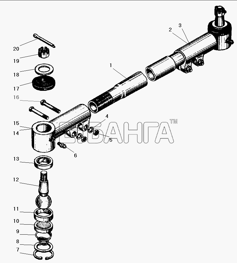 УралАЗ УРАЛ-532301 Схема Тяга рулевой трапеции-58 banga.ua