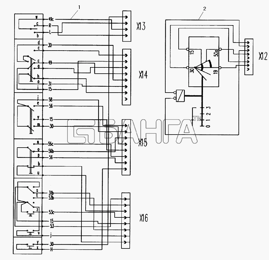УралАЗ УРАЛ-532301 Схема Схема электрическая приборов расположенных