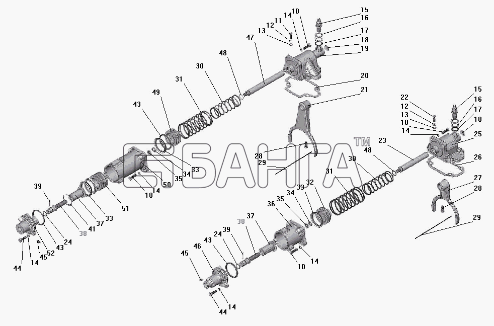 УралАЗ УРАЛ-532301 Схема Управление и механизм переключения banga.ua