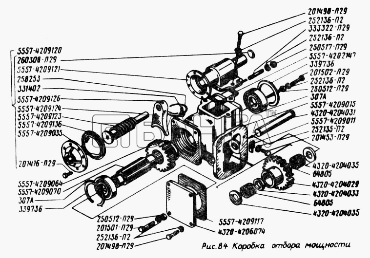 УралАЗ УРАЛ-5557 Схема Коробка отбора мощности-113 banga.ua