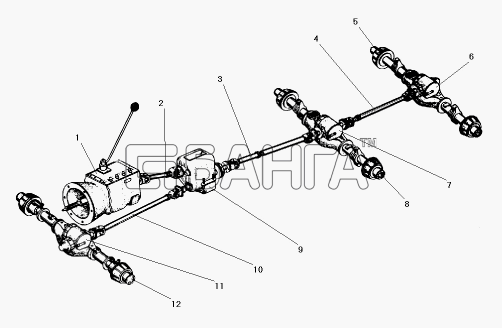 УралАЗ УРАЛ-55571-40 Схема Карданная передача-76 banga.ua