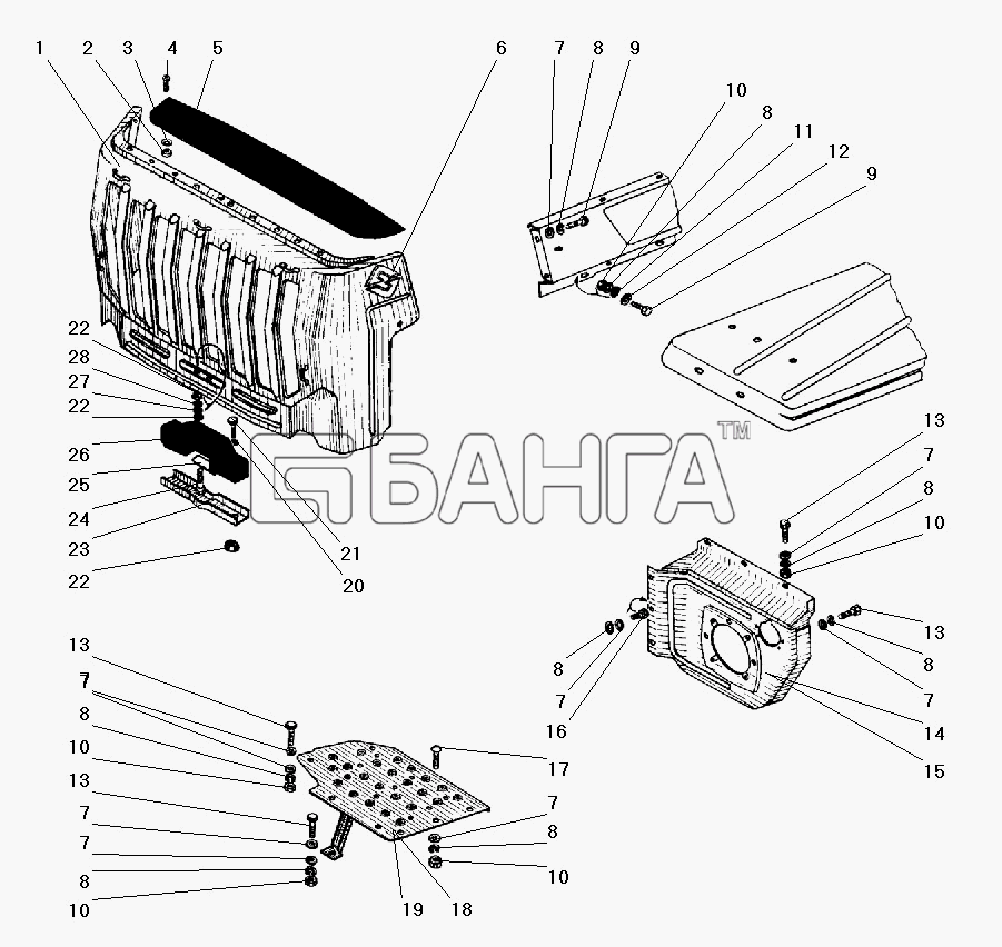 УралАЗ УРАЛ-5557-40 Схема Облицовка радиатора-20 banga.ua