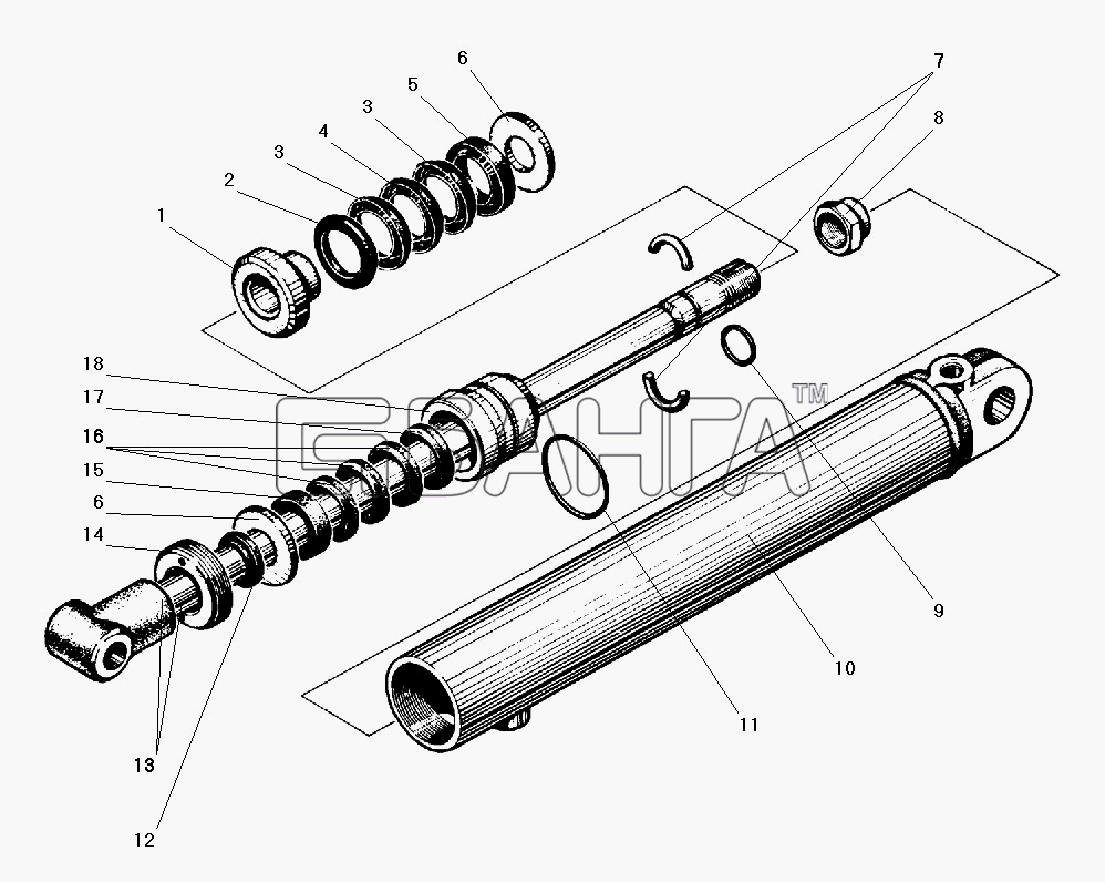 УралАЗ УРАЛ-5557-40 Схема Гидроцилиндр закрывания боковых бортов