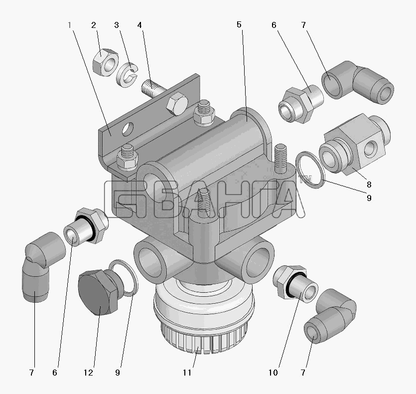 УралАЗ УРАЛ-63685 Схема Установка ускорительного клапана стояночного