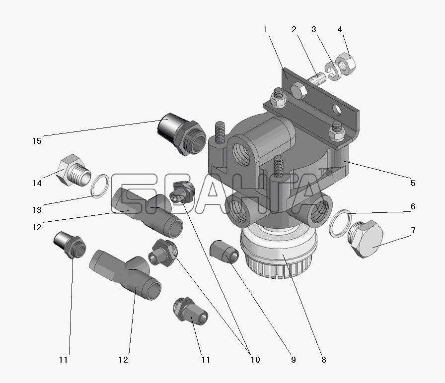 УралАЗ УРАЛ-63685 Схема Установка клапана ускорительного-105 banga.ua