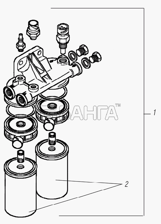 УралАЗ УРАЛ-6370-1121 Схема Фильтр тонкой очистки топлива-90 banga.ua