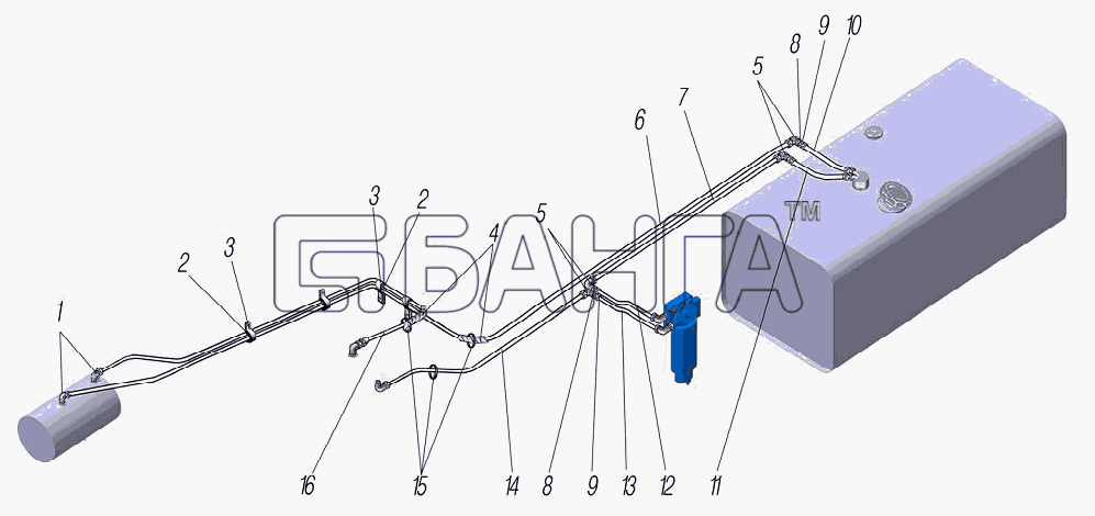 УралАЗ УРАЛ-6370-1121 Схема Трубопроводы и шланги системы питания-81
