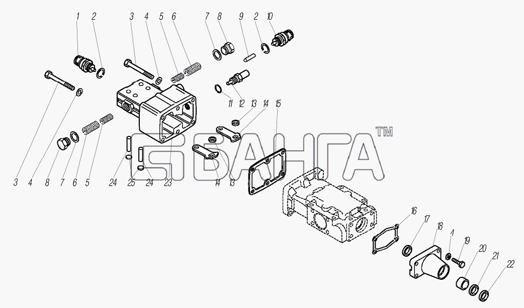 УралАЗ УРАЛ-6370-1151 Схема Установка крышки механизма переключения