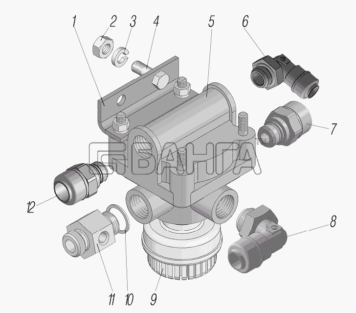 УралАЗ УРАЛ-6370-1121 Схема Установка ускорительного клапана