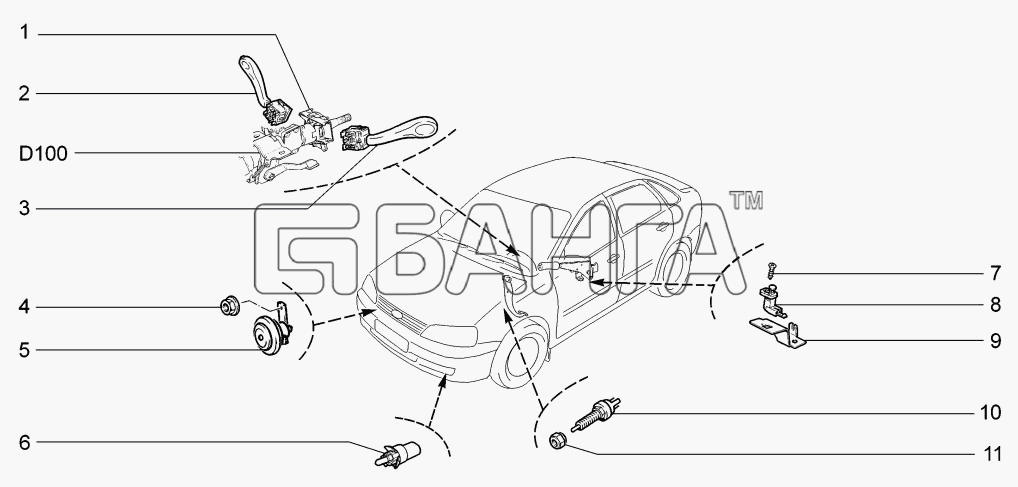 ВАЗ LADA-1117 1118 1119 Схема Сигналы-186 banga.ua