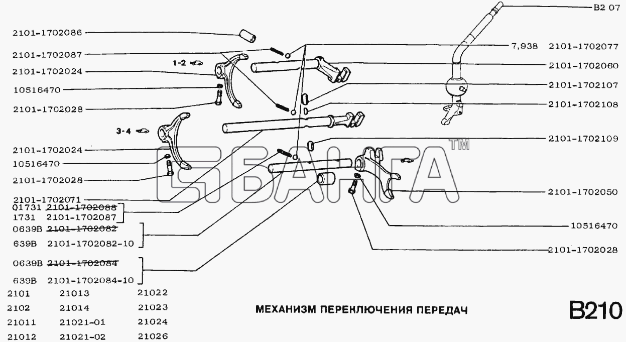 ВАЗ ВАЗ-2101 Схема Механизм переключения передач-127 banga.ua