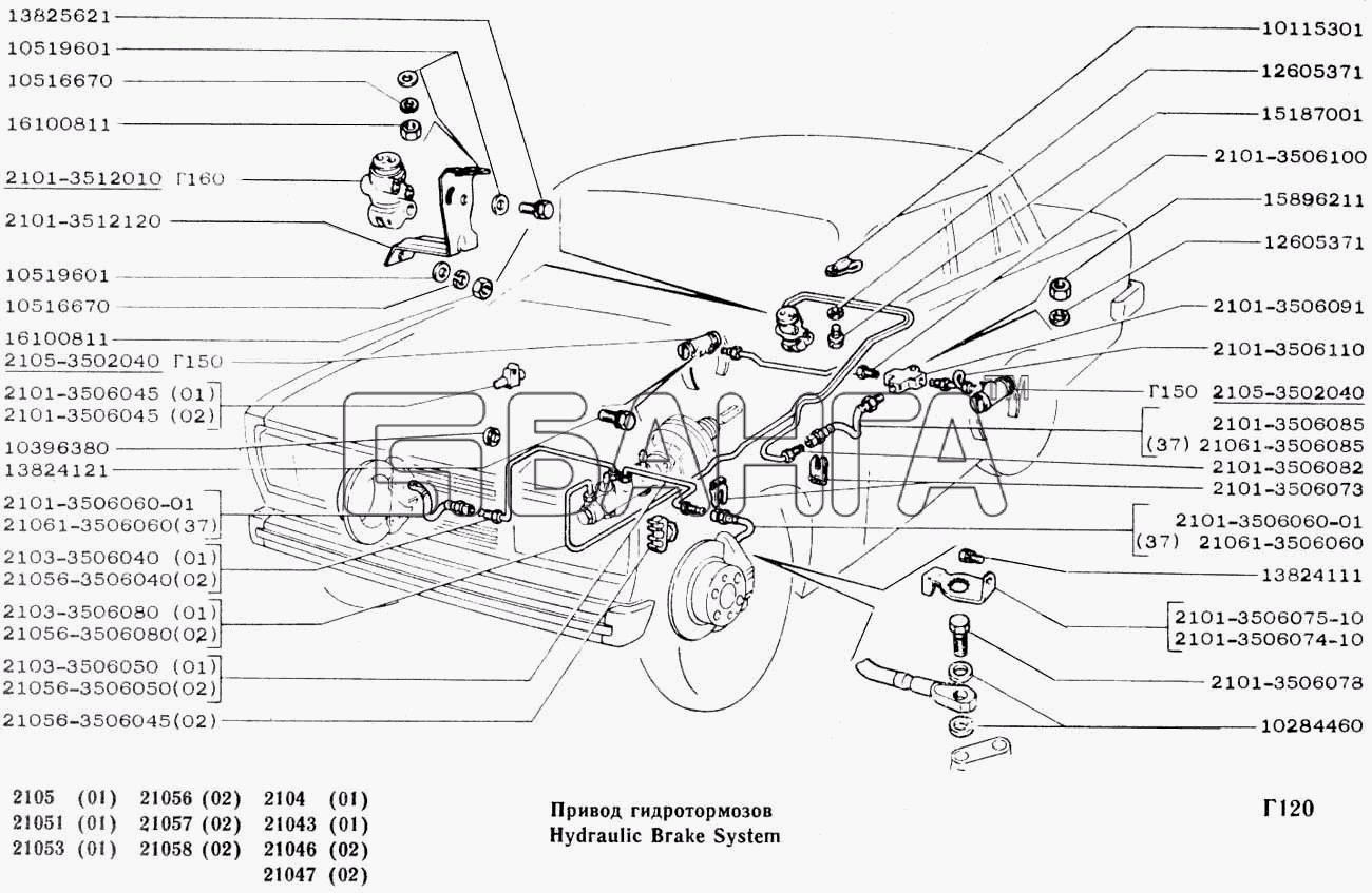 ВАЗ ВАЗ-2104 2105 Схема Привод гидротормозов-173 banga.ua
