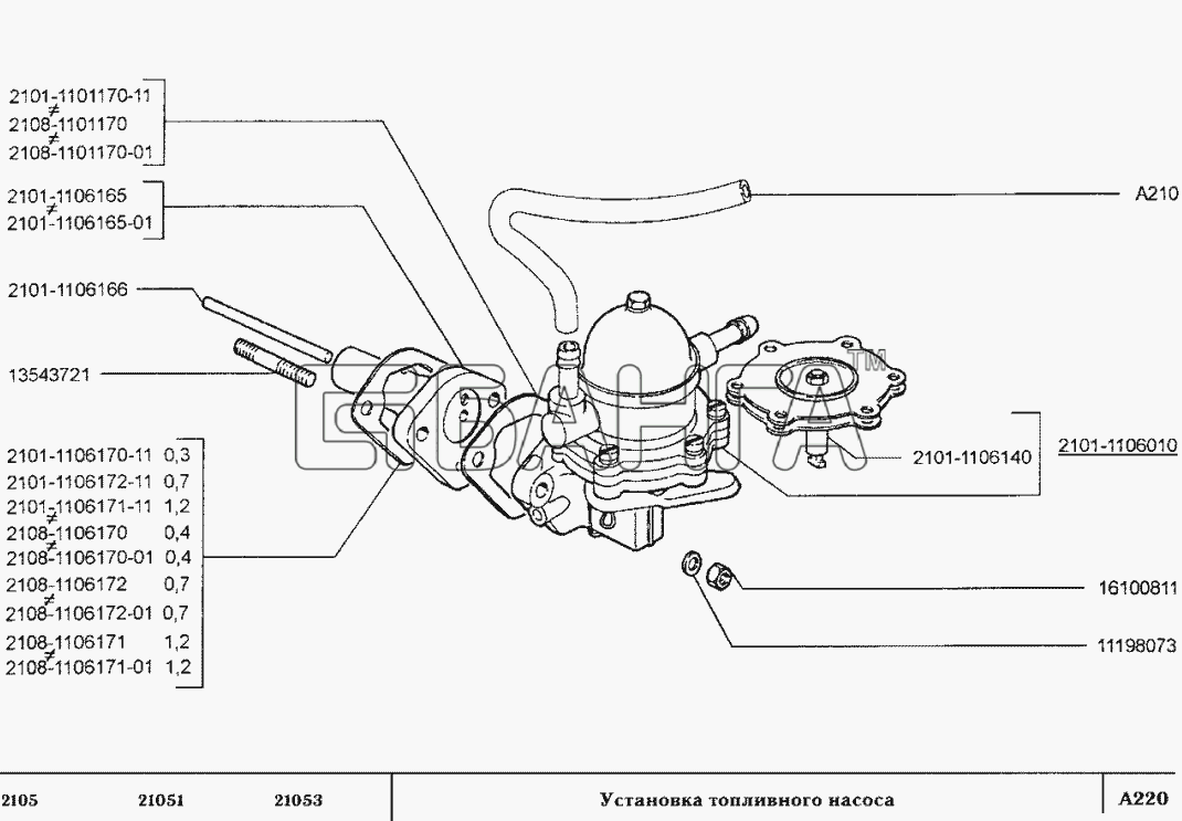 ВАЗ ВАЗ-2105 Схема Установка топливного насоса-21 banga.ua