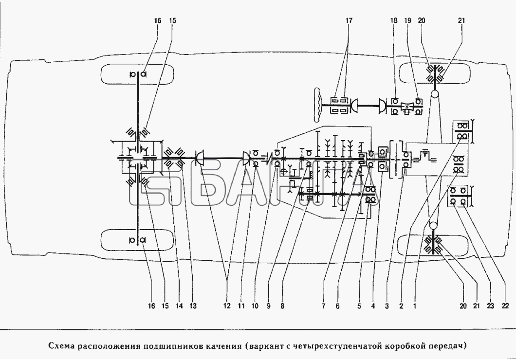 ВАЗ ВАЗ-2107 Схема Схема расположения подшипников качения banga.ua