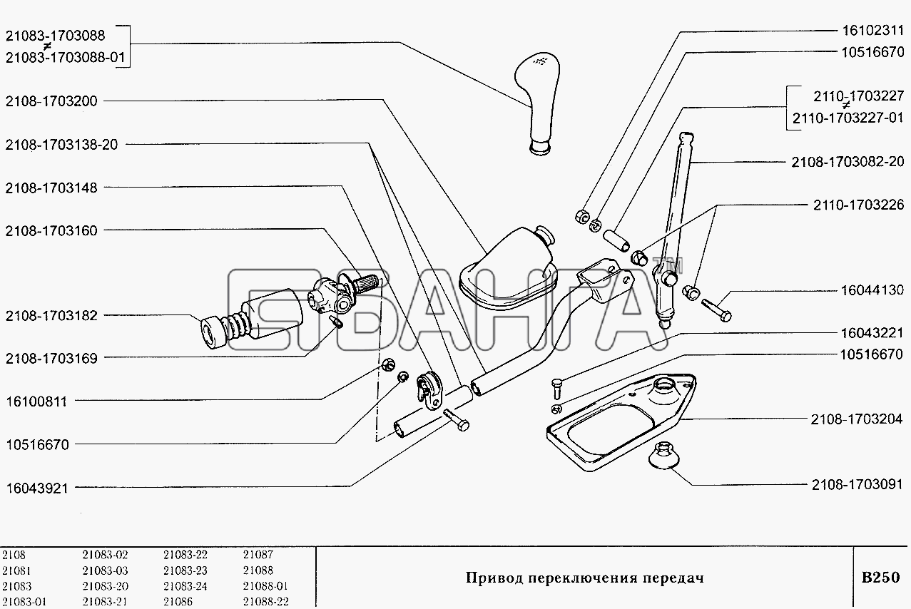 ВАЗ ВАЗ-2108 Схема Привод переключения передач-69 banga.ua