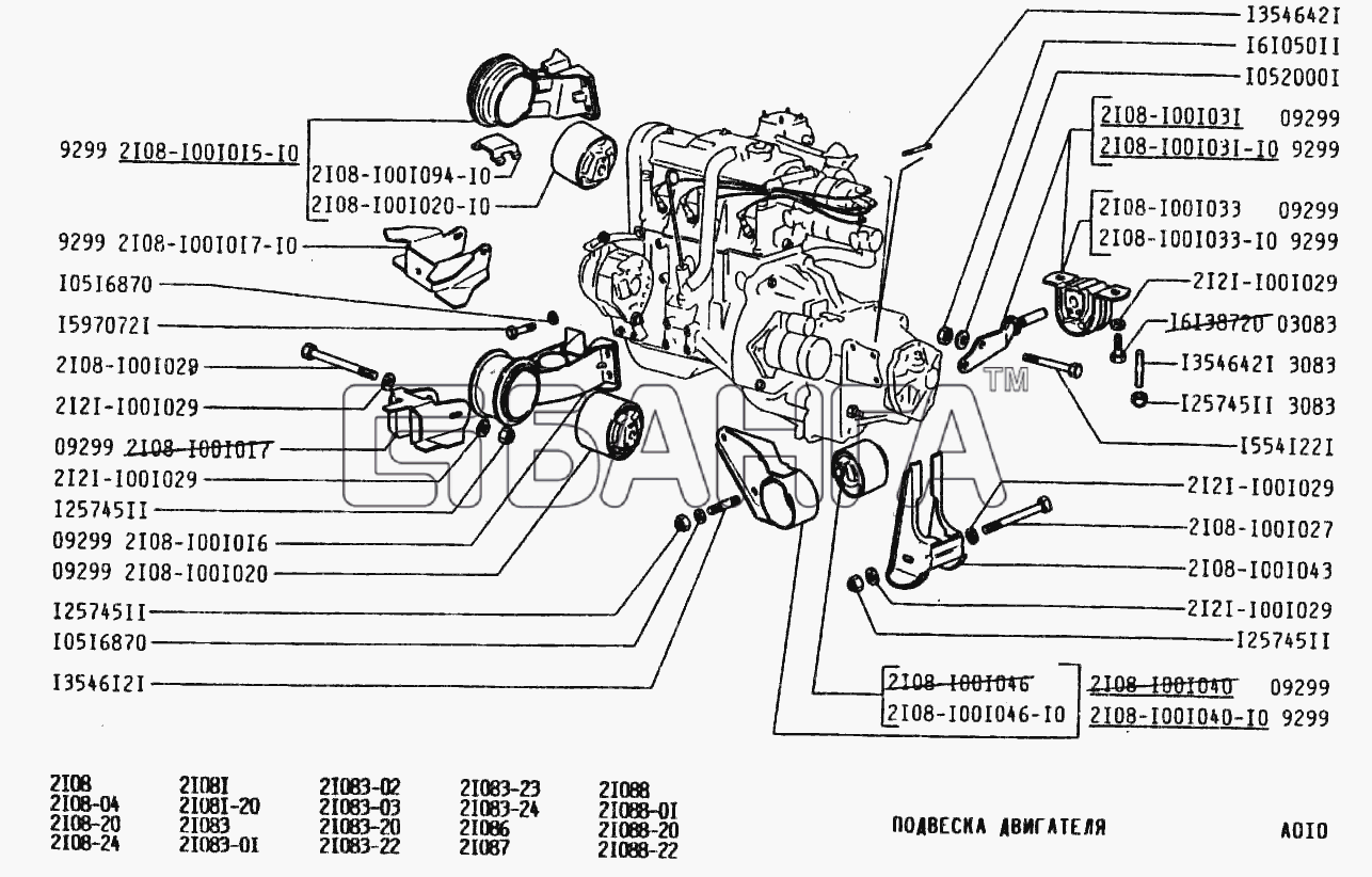 ВАЗ ВАЗ-2108 Схема Подвеска двигателя-58 banga.ua