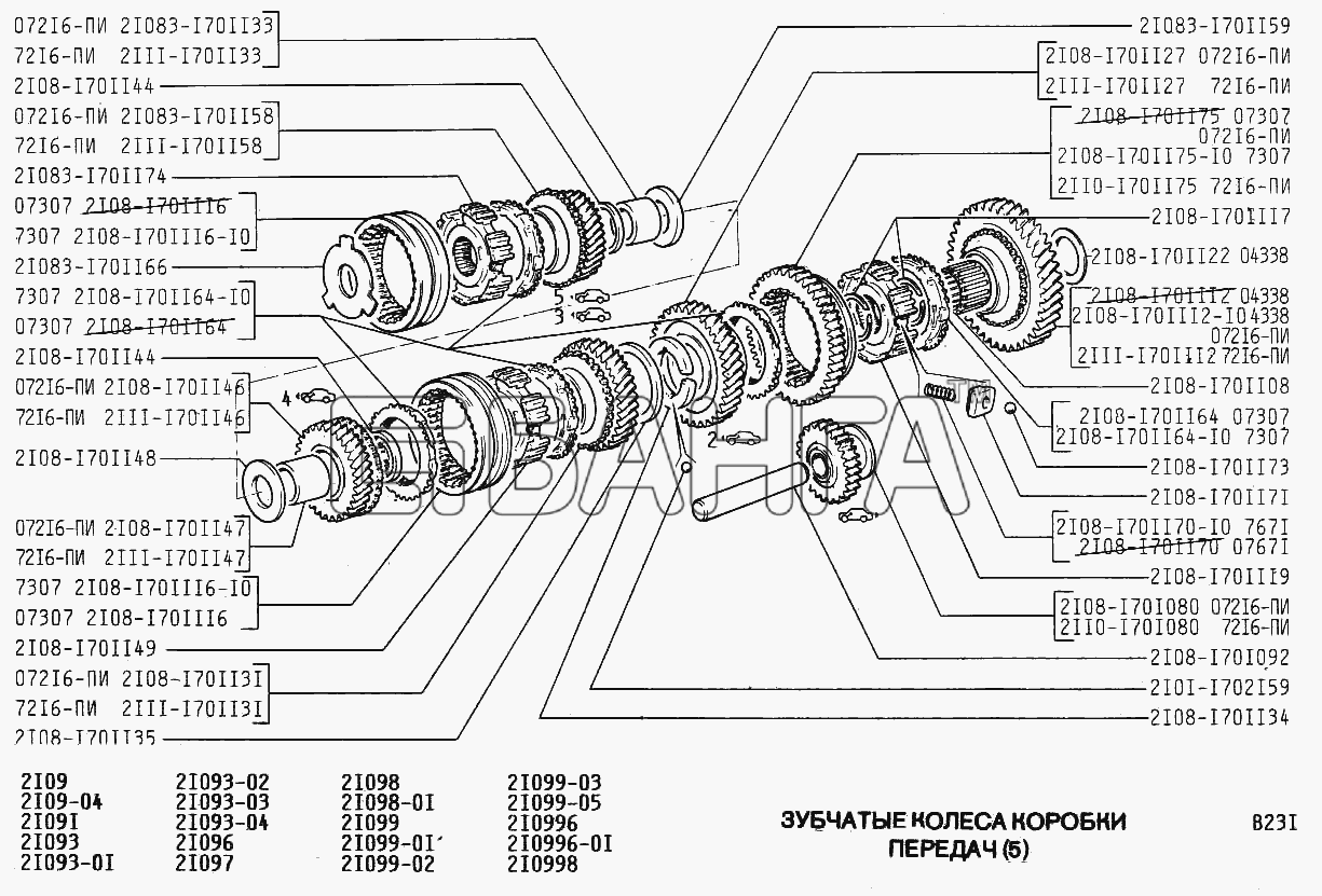 ВАЗ ВАЗ-2109 Схема Шестерни коробки передач (5)-133 banga.ua
