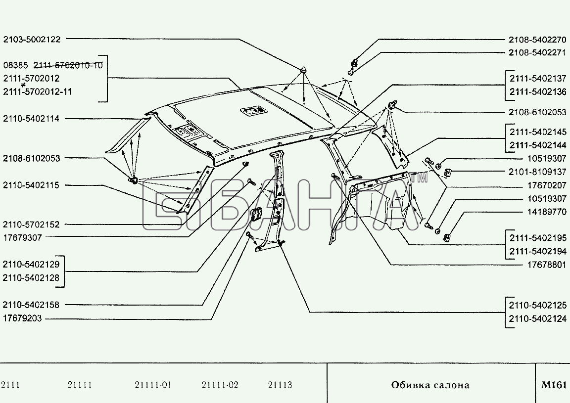 ВАЗ ВАЗ-2110 Схема Обивка салона-203 banga.ua