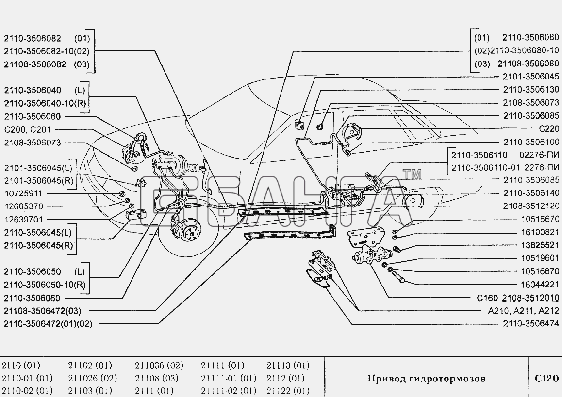 ВАЗ ВАЗ-2110 Схема Привод гидротормозов-97 banga.ua