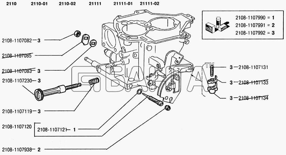 ВАЗ ВАЗ-2110 Схема Корпус карбюратора-140 banga.ua