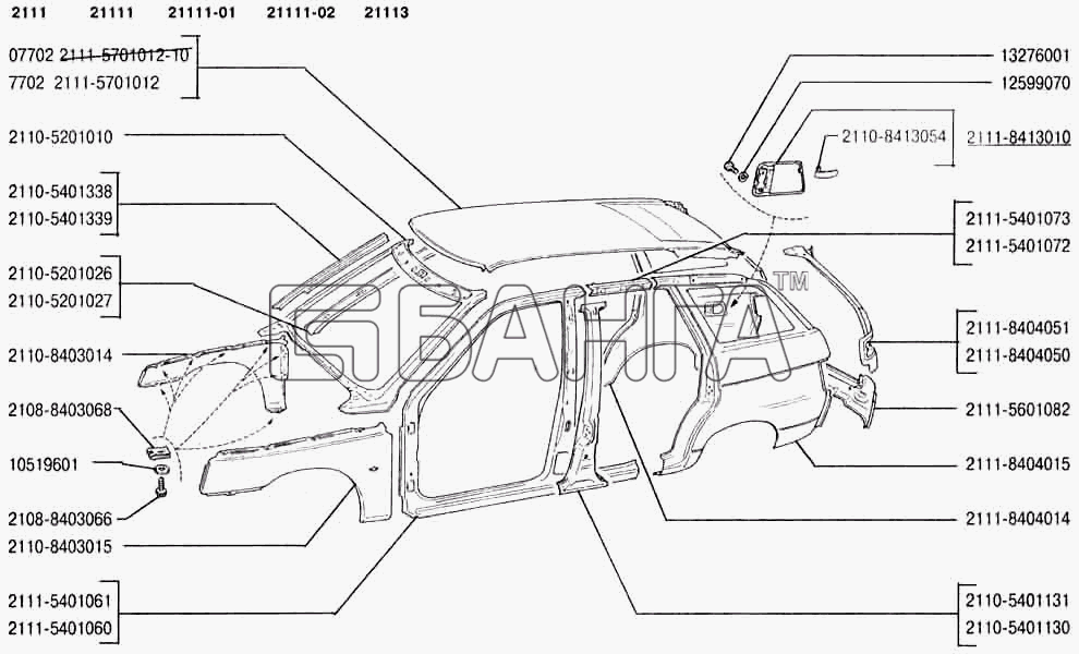 ВАЗ ВАЗ-2110 Схема Панели кузова-34 banga.ua