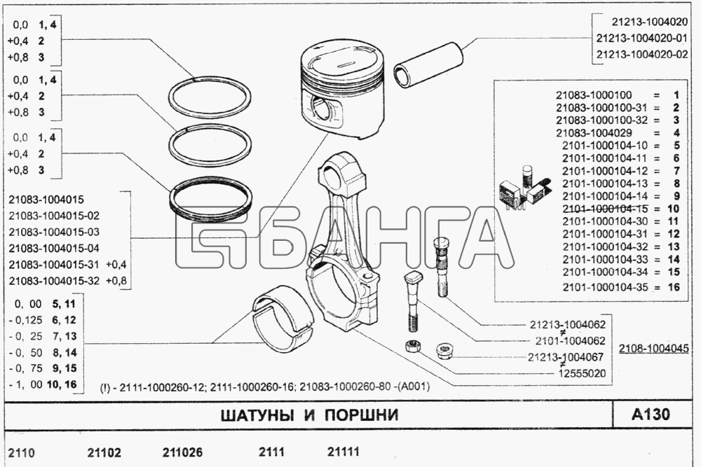 ВАЗ ВАЗ-2110 (2007) Схема Шатуны и поршни-107 banga.ua